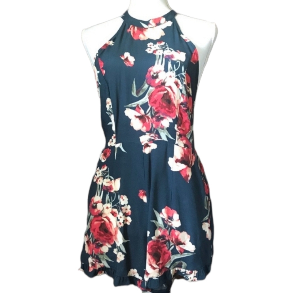 Forever 21 Navy Blue Floral Romper Size Small